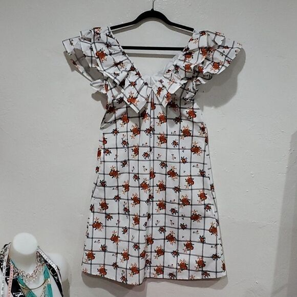 Zara Ruffled Shoulder Midi Dress Size M - Picture 12 of 16